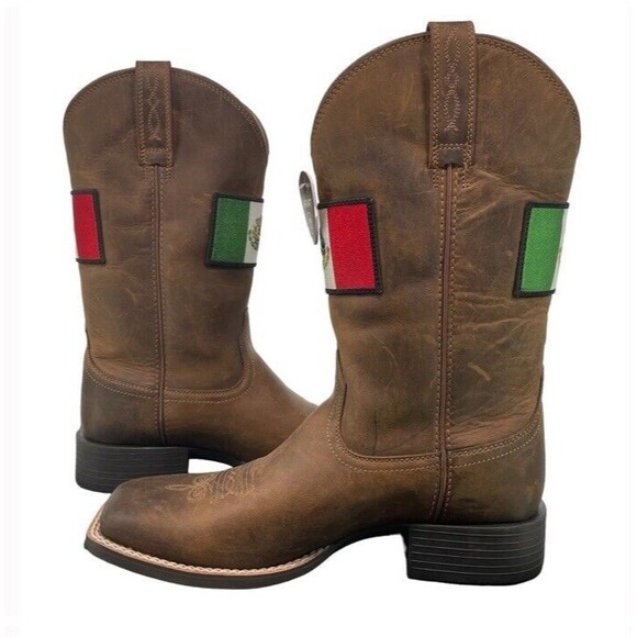 ARIAT Round Up Orgullo Mexicano Performance Western Distressed Square Boots 8.5 - Picture 5 of 14